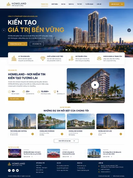 Mẫu Website đầu tư bất động sản (Homeland)