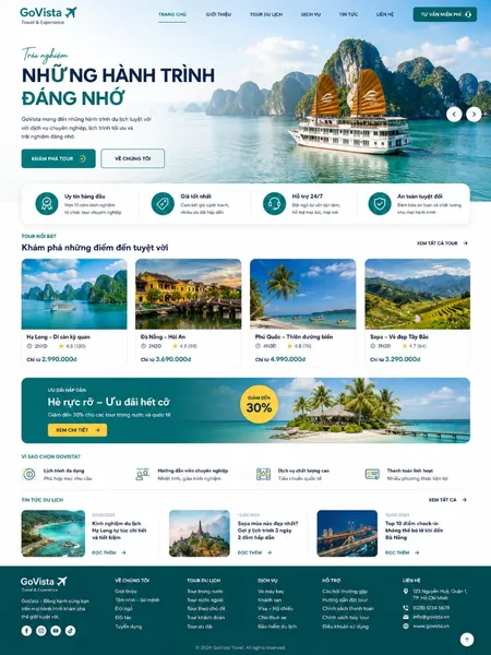 Mẫu Website dịch vụ du lịch (GoVista)