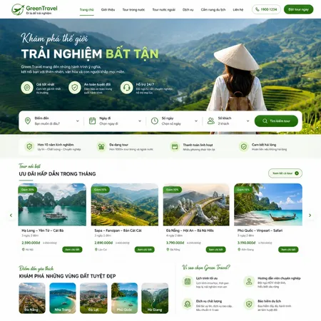 Mẫu Website du lịch & đặt tour (GreenTravel)