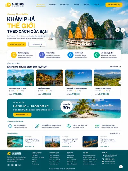 Mẫu Website trải nghiệm du lịch (SunVista)
