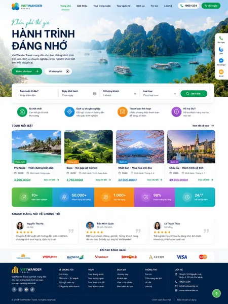 Mẫu Website tour du lịch (VietWander)