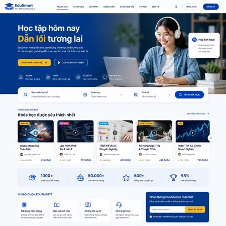 Mẫu Website khóa học trực tuyến (EduSmart)