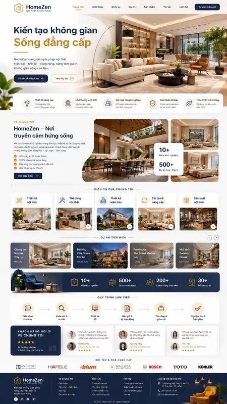 Mẫu Website kiến trúc & nội thất (HomeZen)