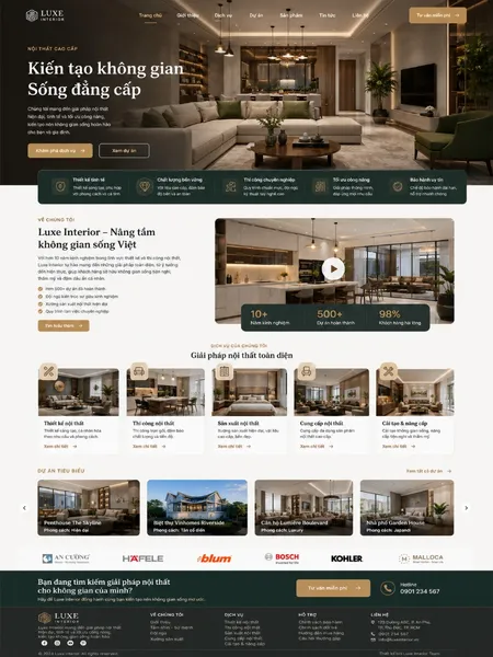 Mẫu Website nội thất cao cấp (Luxe Interior)