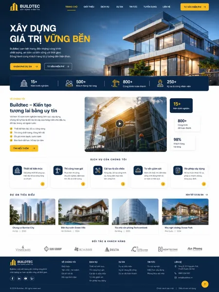 Mẫu Website xây dựng & kỹ thuật (Buildtec)