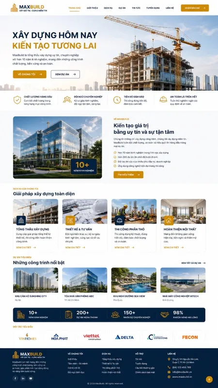 Mẫu Website tổng thầu xây dựng (MaxBuild)